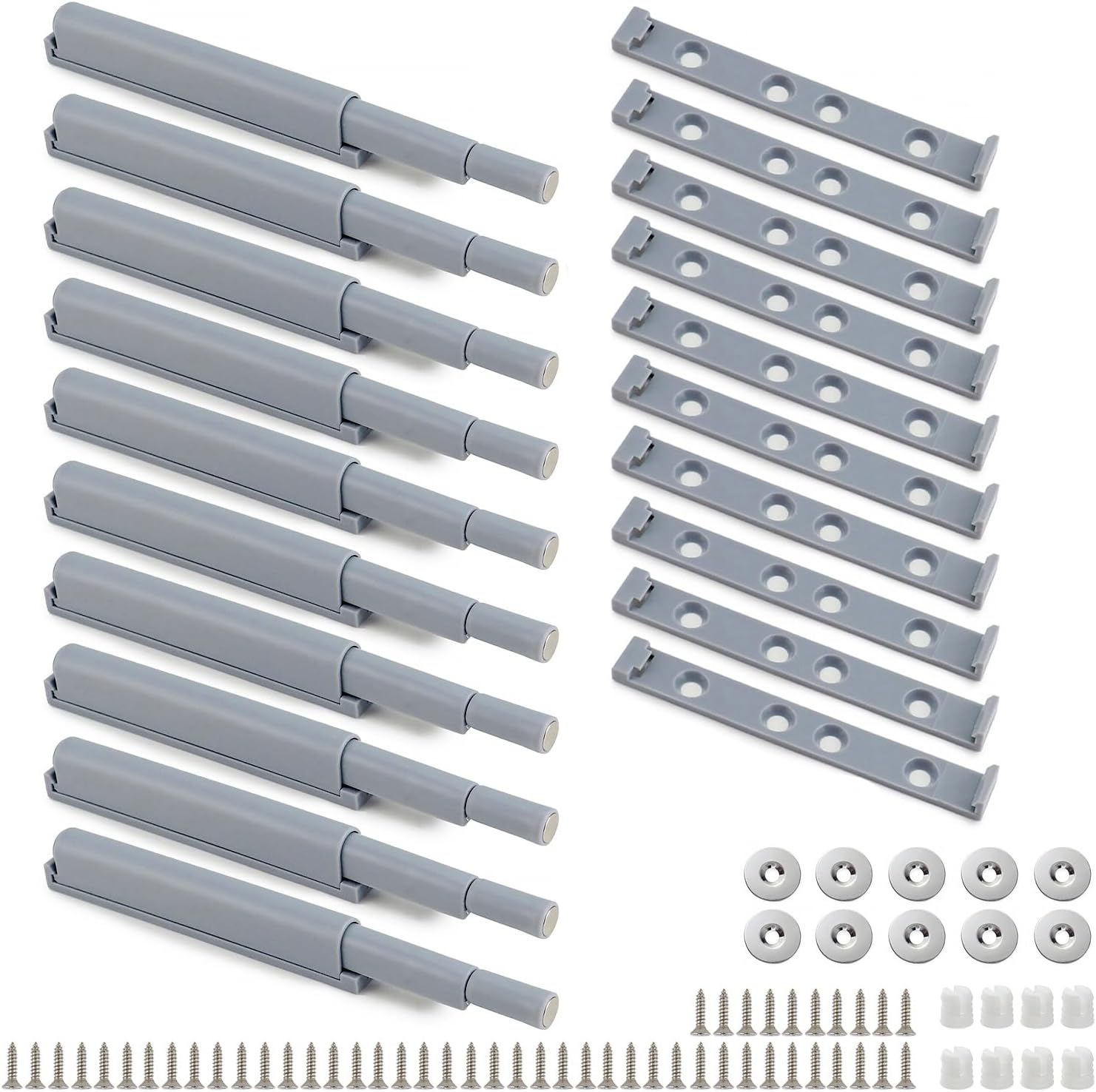 Petluno® Pack of 10 push-to-open door openers, soft close door dampers for kitchen cabinet doors - Image 1