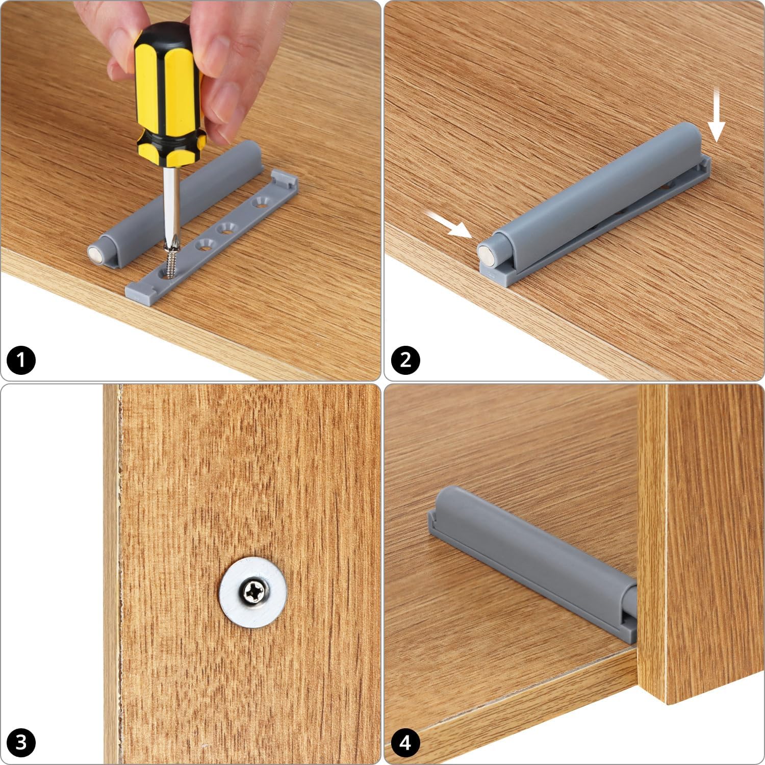 Petluno® Pack of 10 push-to-open door openers, soft close door dampers for kitchen cabinet doors - Image 4
