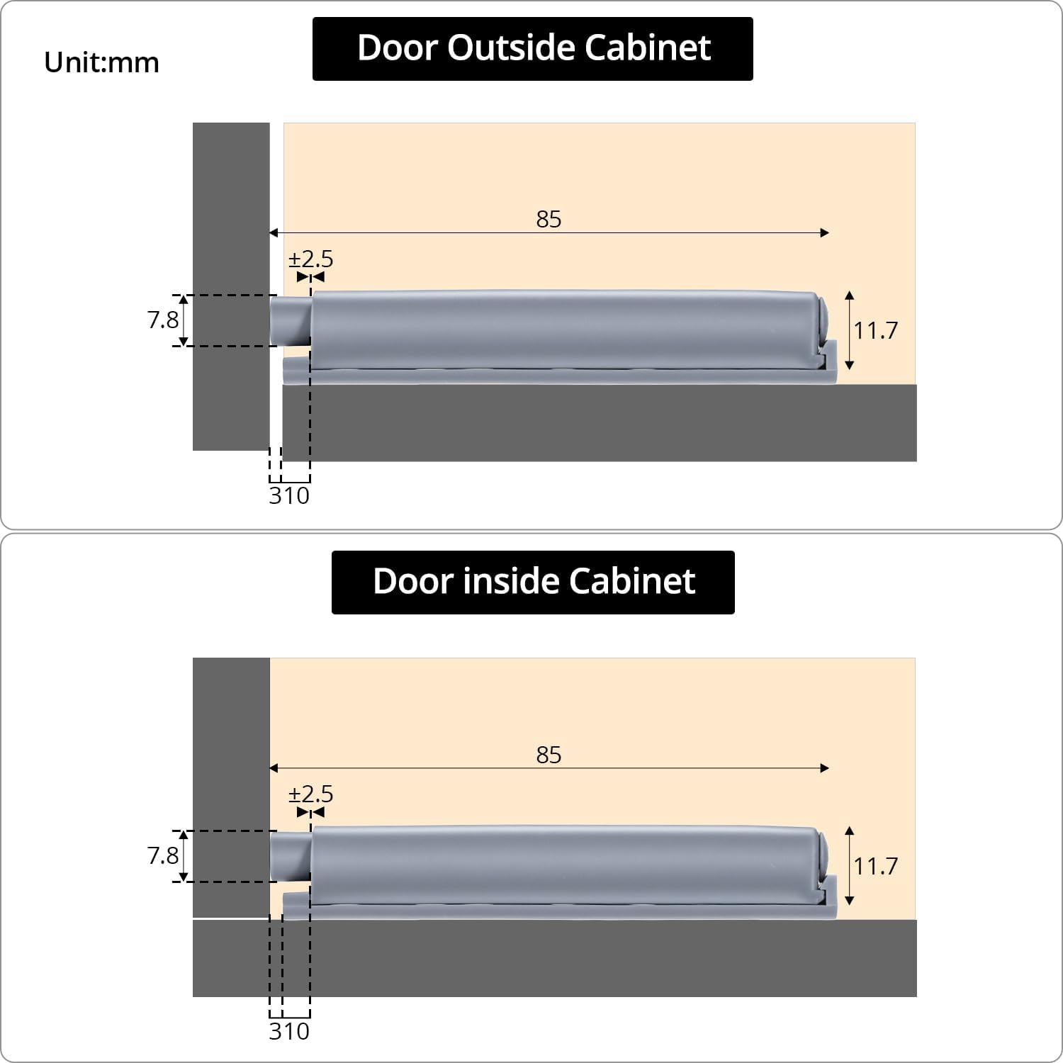 Petluno® Pack of 10 push-to-open door openers, soft close door dampers for kitchen cabinet doors - Image 5