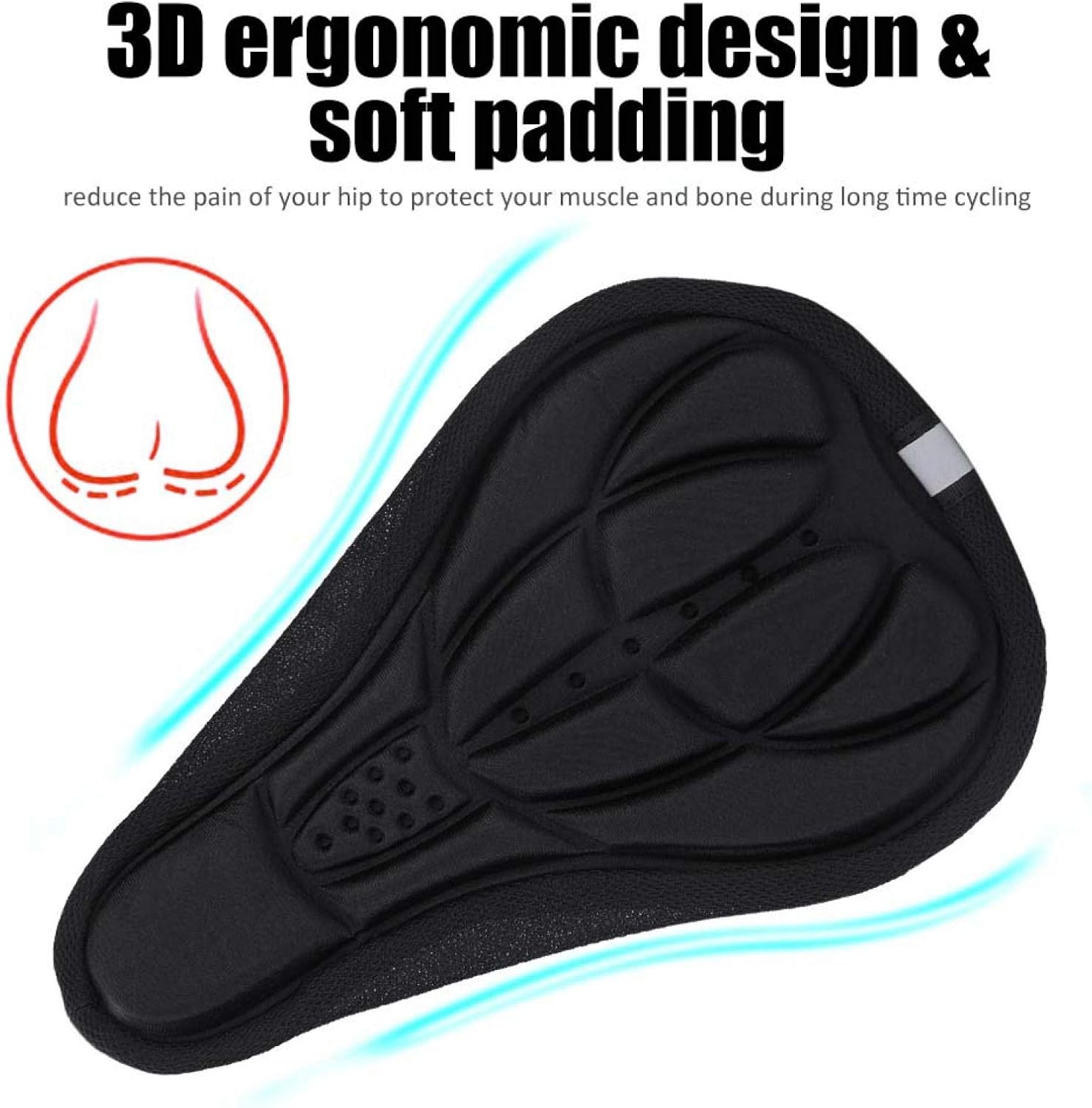 Petluno Bike Seat Cushion Cover, PE Foam Comfortable Breathable Bicycle Saddle Water & Dust Resistant Covers Fits Spin, Exercise Bike, Outdoor or Indoor Cycling - Image 5