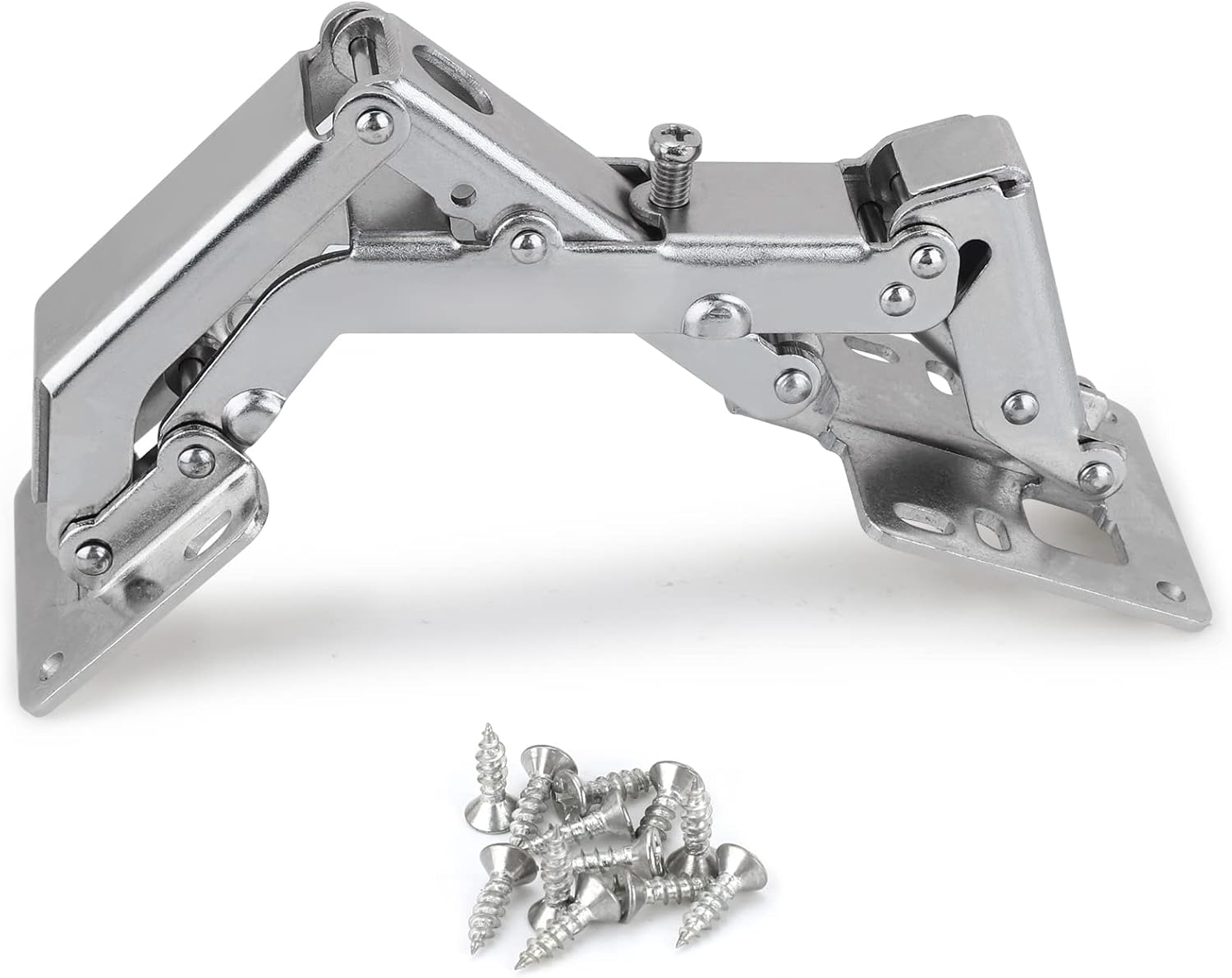 Spring-loaded hinge, 170 degrees, for kitchen cabinets, door hinges, large angle door hinges, angle stop, self-closing hinge, 4 pieces, improved version with buffer damping - Image 4