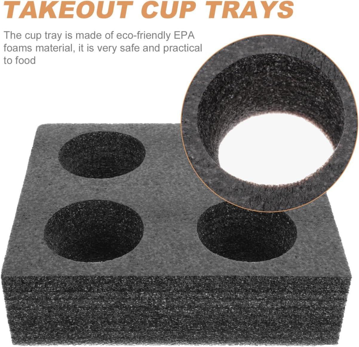 Takeaway Coffee Cup Bottle Carrier: 2Pcs Black Holders Foam - Hot or Cold Drinks Carrier Trays - Beverage Trays for Package Service - Packaging Supplies - Image 2