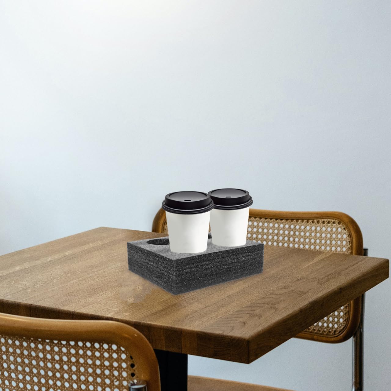 Takeaway Coffee Cup Bottle Carrier: 2Pcs Black Holders Foam - Hot or Cold Drinks Carrier Trays - Beverage Trays for Package Service - Packaging Supplies - Image 8
