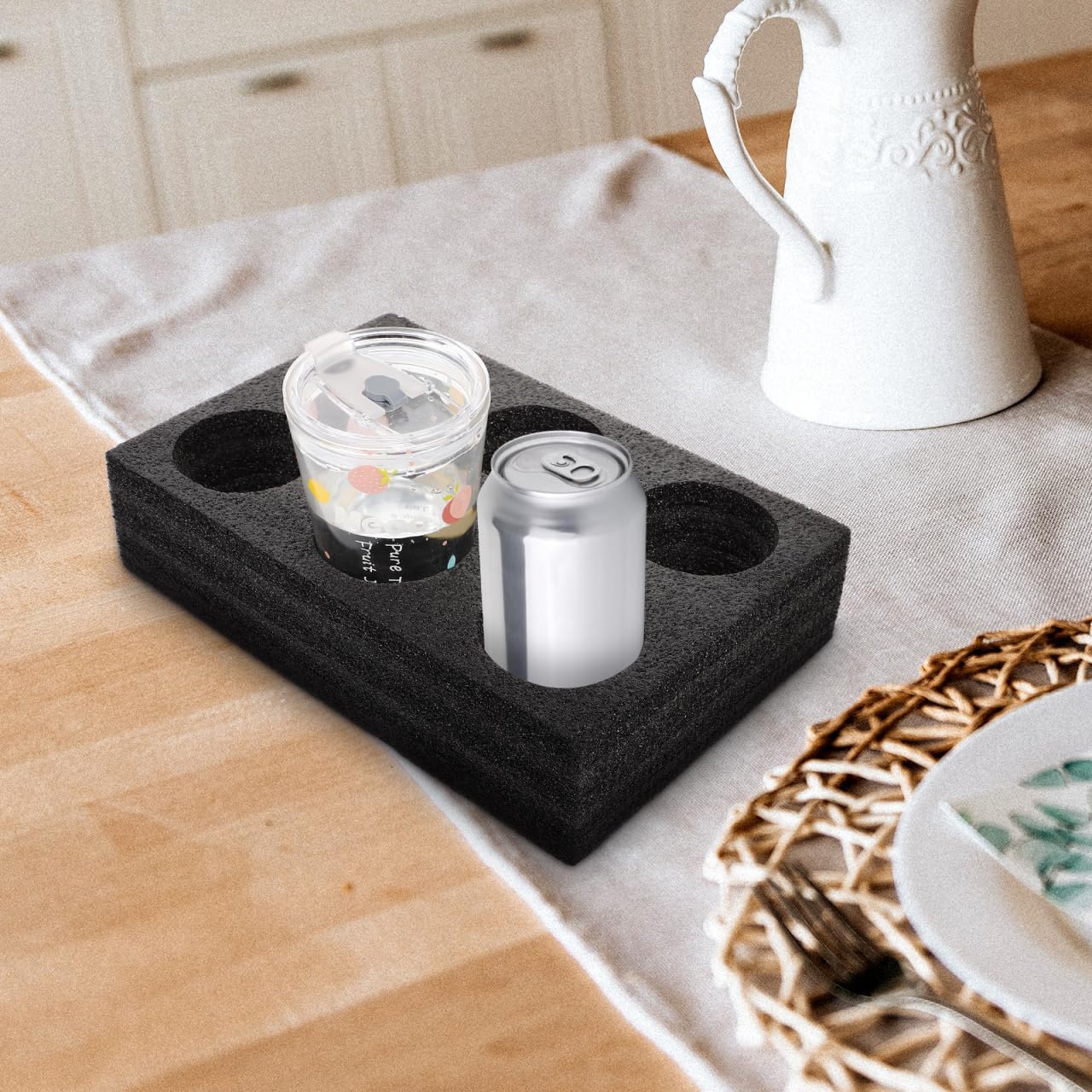 Petluno 6 Holes Takeout Beverage Cup Trays, Hot Cold Drinks Fixing Holders, Foam Coffee Carrier, Packing Tool for Restaurant Black - Image 4