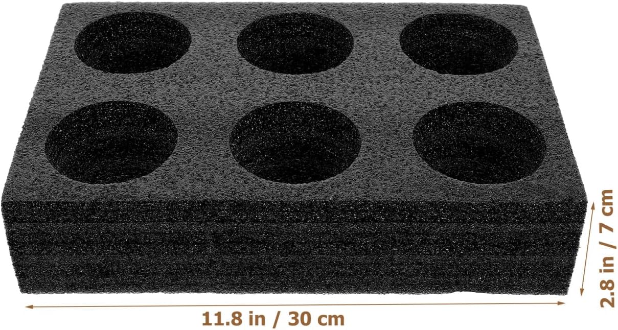 Petluno 6 Holes Takeout Beverage Cup Trays, Hot Cold Drinks Fixing Holders, Foam Coffee Carrier, Packing Tool for Restaurant Black - Image 5