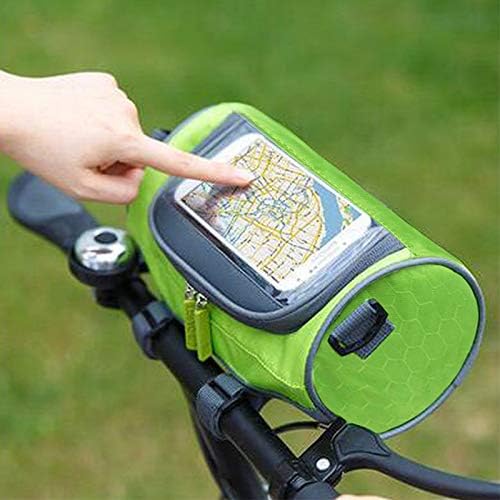 Waterproof Bicycle Handlebar Bag with Transparent Pouch and Adjustable Strap High-Capacity Cycling Front Pack #1 Green - Image 2