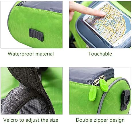 Waterproof Bicycle Handlebar Bag with Transparent Pouch and Adjustable Strap High-Capacity Cycling Front Pack #1 Green - Image 5
