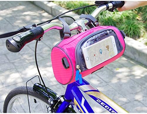 Waterproof Bicycle Handlebar Bag with Transparent Pouch and Adjustable Strap High-Capacity Cycling Front Pack #2 Pink - Image 2
