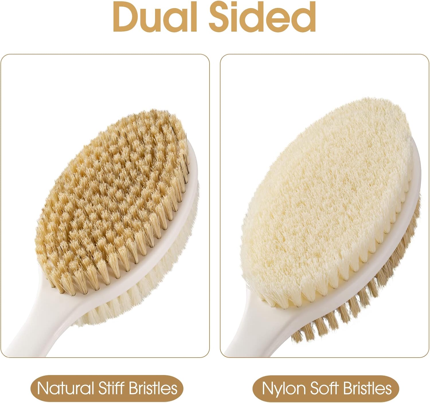 Back Scrubber Anti Slip for Shower,Shower Brush Long Handle with Stiff and Soft Bristles,Body Exfoliator for Bath or Dry Brush(Blue) - Image 3