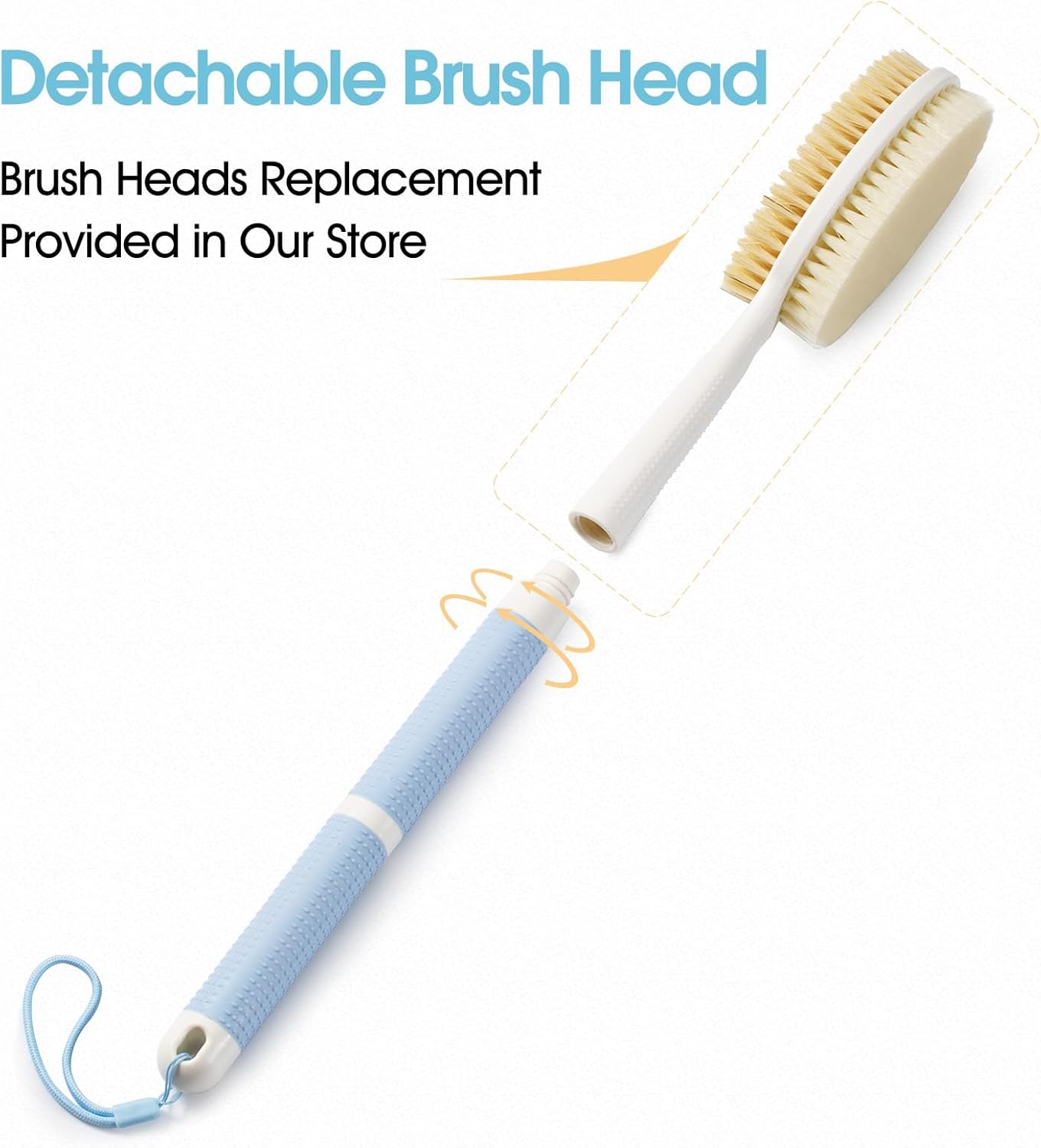 Back Scrubber Anti Slip for Shower with Detachable Brush Head,19
