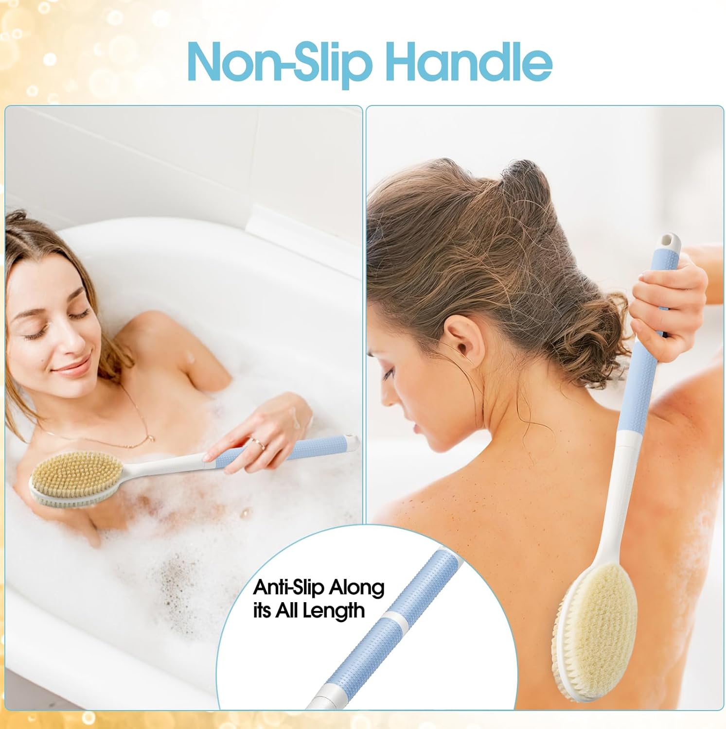 Back Scrubber Anti Slip for Shower with Detachable Brush Head,19