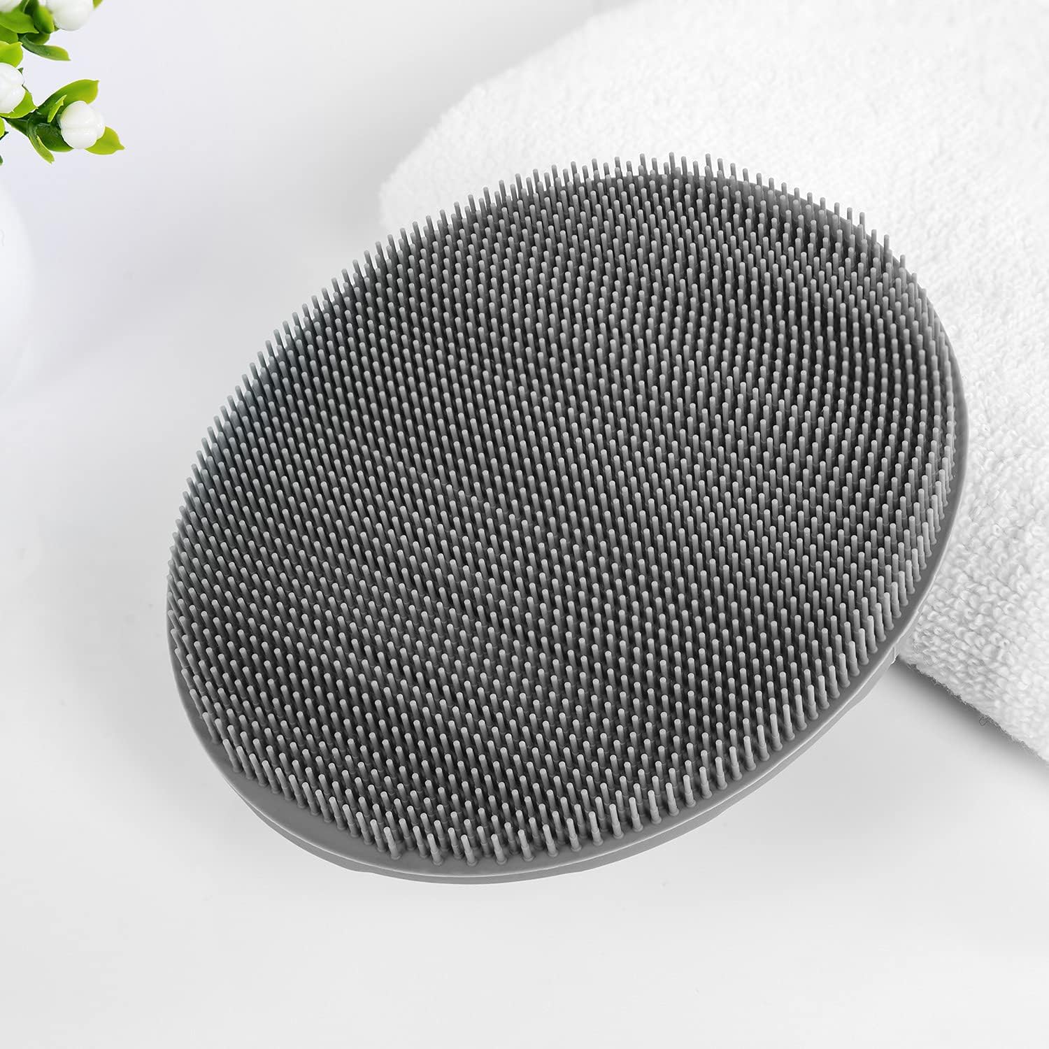 Soft Silicone Body Cleansing Brush Shower Scrubber, Gentle Exfoliating and Massage for All Kinds of Skin (Gray+Black) - Image 6