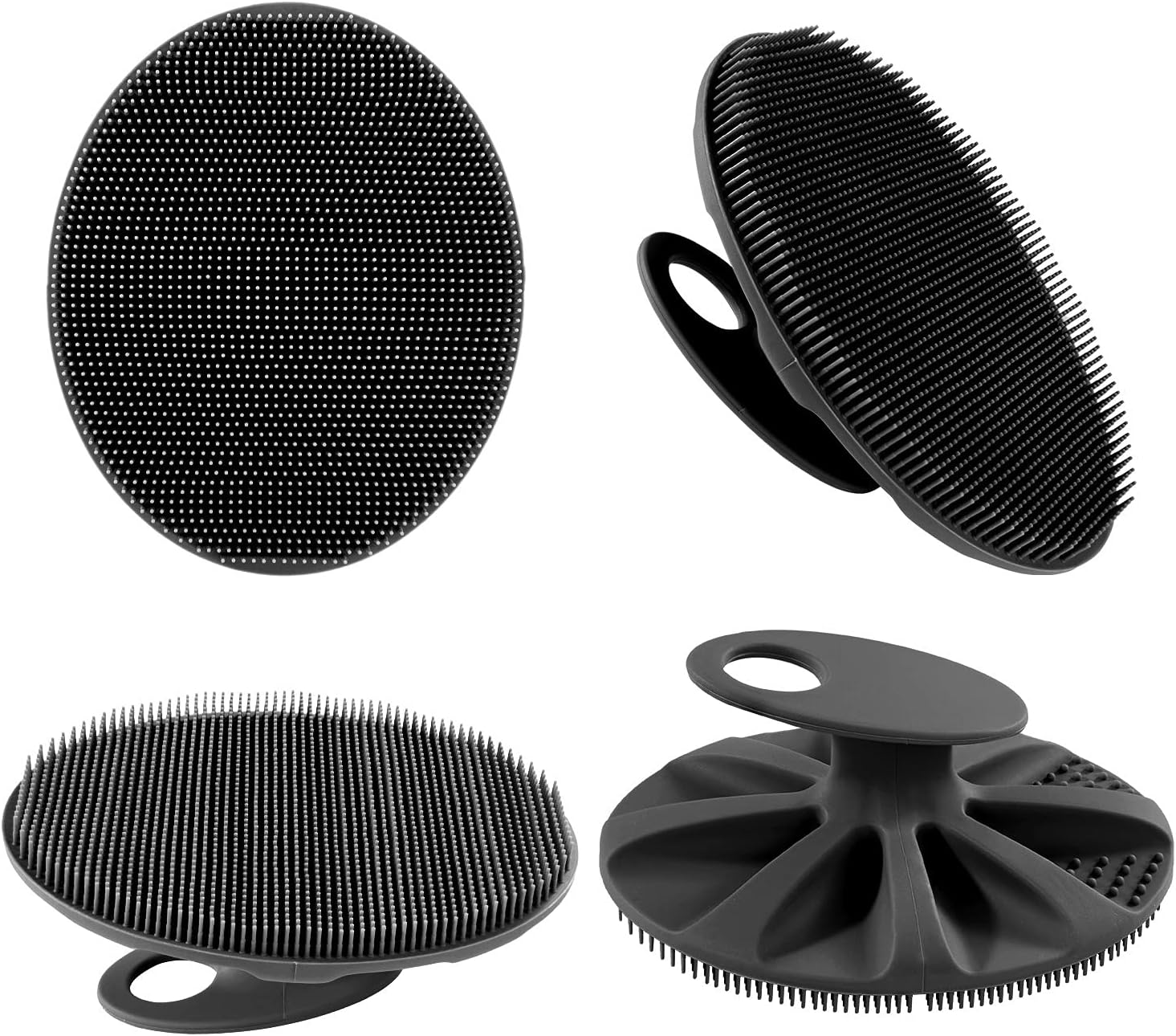 Soft Silicone Body Cleansing Brush Shower Scrubber, Gentle Exfoliating and Massage for All Kinds of Skin (Gray+Black) - Image 7
