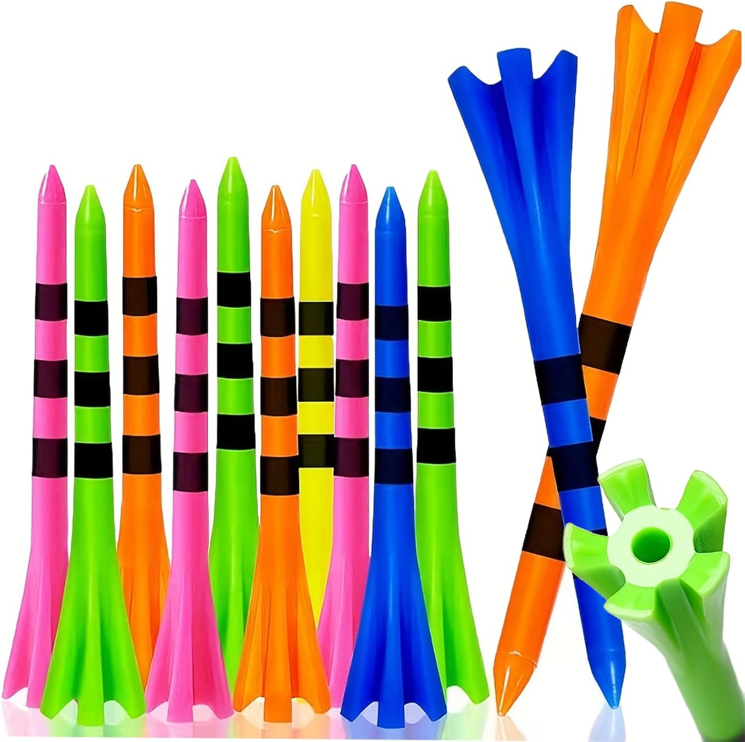 120 Pack Plastic Golf Tees,Contain 100 pcs 3-1/4 Inch Unbreakable Long Tees and 20 Short Tees,Mixed Color,Frictional Resistance Reduction - Image 1