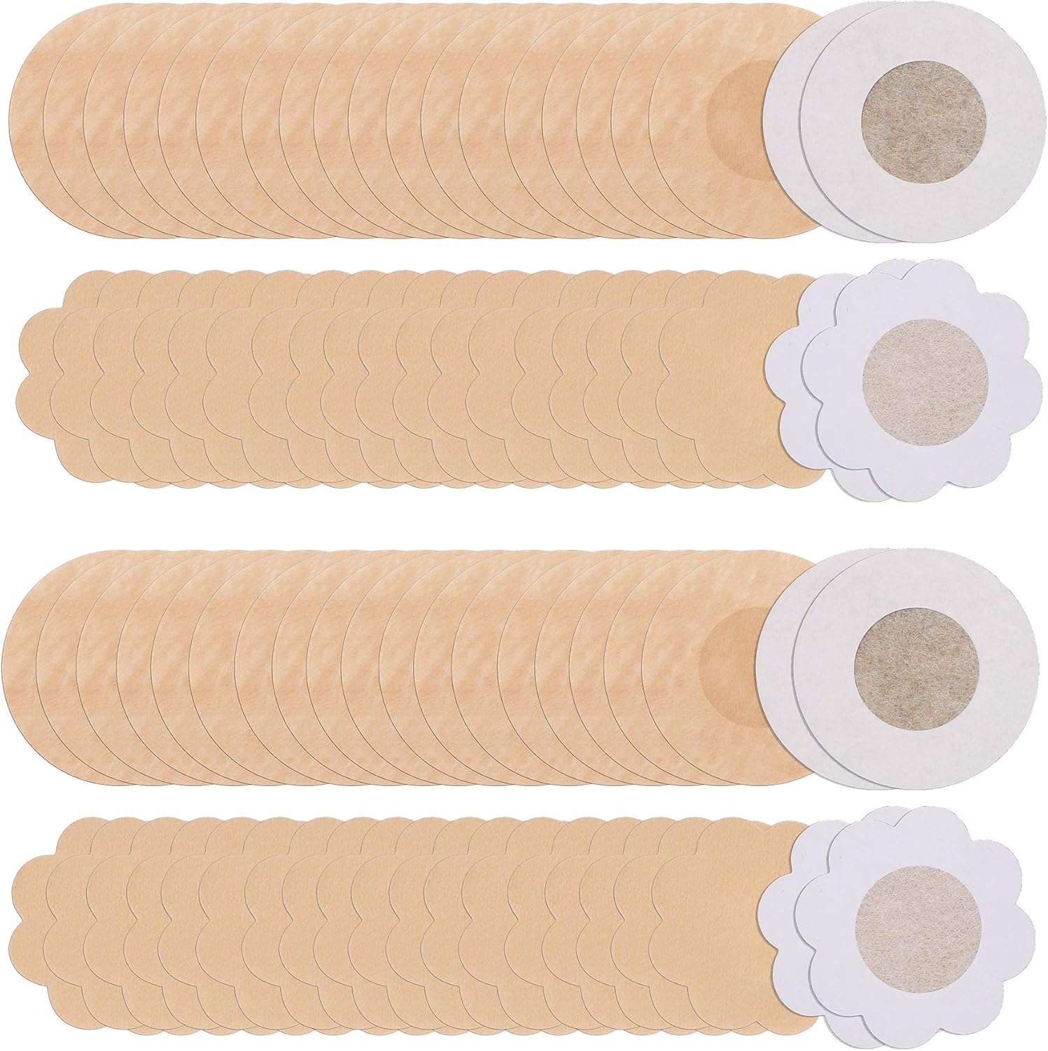 80 Pieces of Nipple Covers Breast Pasties Comfortable Adhesive Bra Disposable Satin Petals Pasties for Women Beige - Image 1