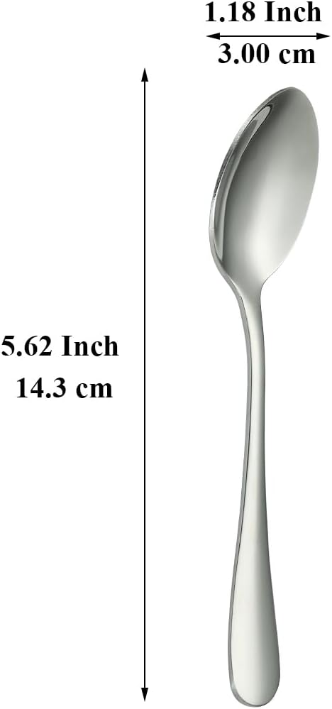 Teaspoons 12 Pieces 14cm, Stainless Steel Tea Spoon Coffee Spoons Dessert Spoons, Cutlery for Tea, Coffee, Cake, Dessert, Dishwasher Safe - Image 2