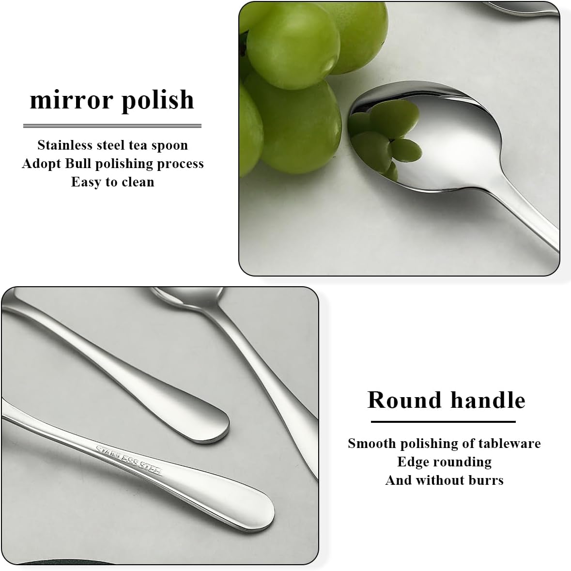 Teaspoons 12 Pieces 14cm, Stainless Steel Tea Spoon Coffee Spoons Dessert Spoons, Cutlery for Tea, Coffee, Cake, Dessert, Dishwasher Safe - Image 5