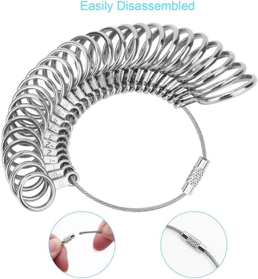 27PCS Premium Ring Sizer Measuring Tool Set, Metal Measurement Tool, Sizing Kit, Jewelry Finger Size Measurer, US 0-13 With Half Size, Plastic Sizer Belt - Image 3