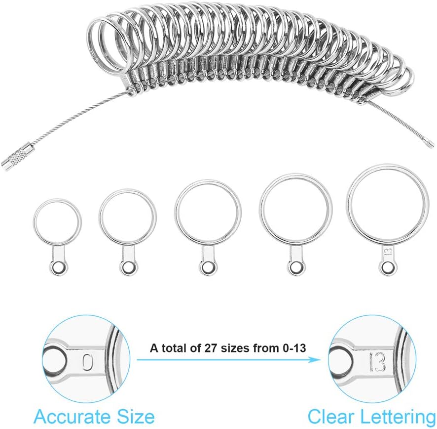 27PCS Premium Ring Sizer Measuring Tool Set, Metal Measurement Tool, Sizing Kit, Jewelry Finger Size Measurer, US 0-13 With Half Size, Plastic Sizer Belt - Image 4