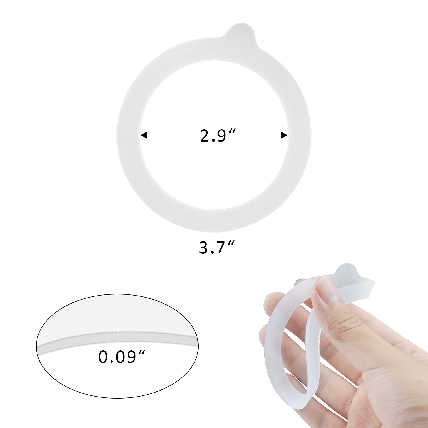12 Pieces Rubber Seals Rings for Glass Jars, Airtight Silicone Replacement Gasket, Leakproof Silicone Gasket Sealing Rings for Mason Jars, Elastic and Fits Most Sizes (White) - Image 3