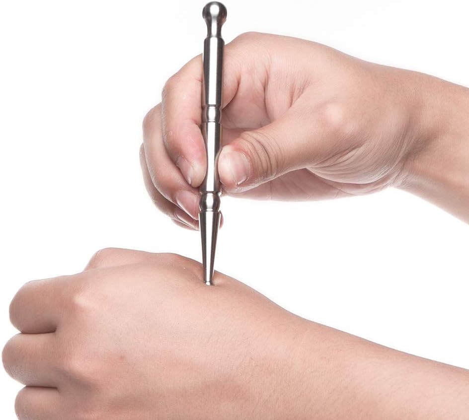 Stainless Steel Deep Tissue Massage Tool-Manual Acupuncture Pen-Trigger Point Massage Relief Pain Therapy Tools Full Body Relaxing Trigger Self-Massage Acupressure Bar (A)-A - Image 1