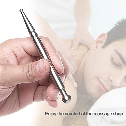 Stainless Steel Deep Tissue Massage Tool-Manual Acupuncture Pen-Trigger Point Massage Relief Pain Therapy Tools Full Body Relaxing Trigger Self-Massage Acupressure Bar (A)-A - Image 2