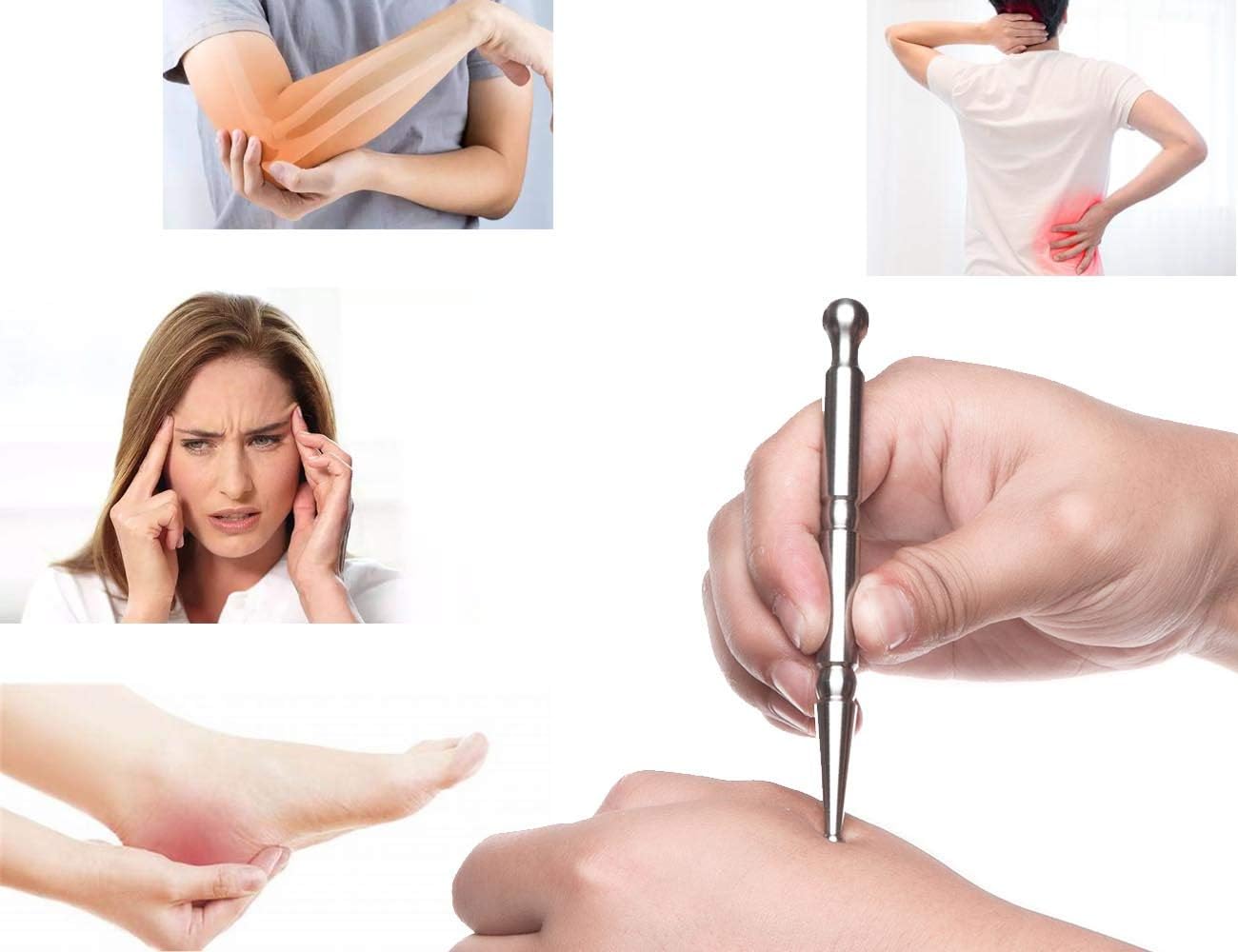 Stainless Steel Deep Tissue Massage Tool-Manual Acupuncture Pen-Trigger Point Massage Relief Pain Therapy Tools Full Body Relaxing Trigger Self-Massage Acupressure Bar (A)-A - Image 6