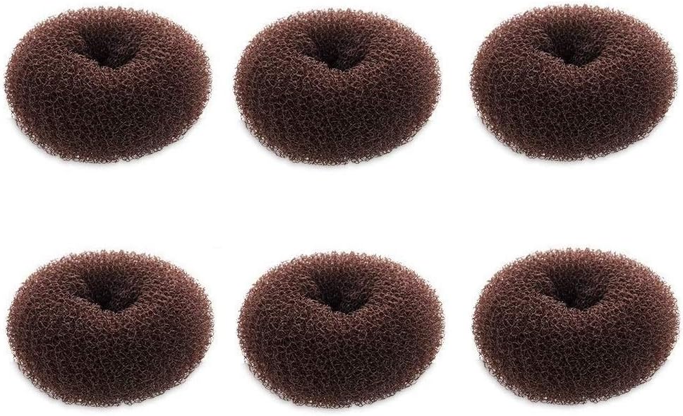 Extra Small Bun Makers for Kids, 6 PCS Chignon Donut Sock Forms for Girls, Mini Doughnut Shapers for Short and Thin Hair (2 Inch, Dark Brown) - Image 1