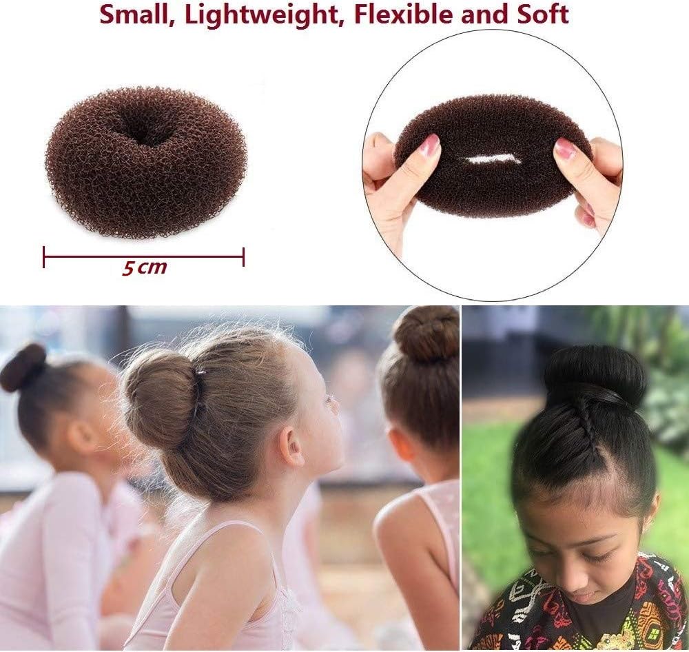 Extra Small Bun Makers for Kids, 6 PCS Chignon Donut Sock Forms for Girls, Mini Doughnut Shapers for Short and Thin Hair (2 Inch, Dark Brown) - Image 2