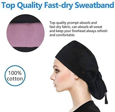 Adjustable Working Cap with Button, Cotton Working Hat Sweatband, Elastic Bandage Tie Back Hats for Women & Men, One Size - Image 5