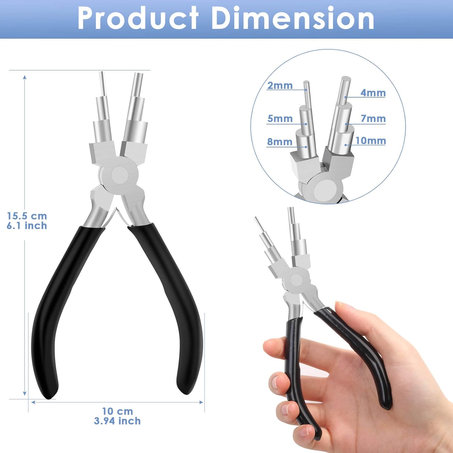 Bail Making Pliers, 6 in 1 Round Nose Pliers for Making Jump Rings, Wire Wrapping, Jewelry Making, Loop Making, Forming Bends - Image 2