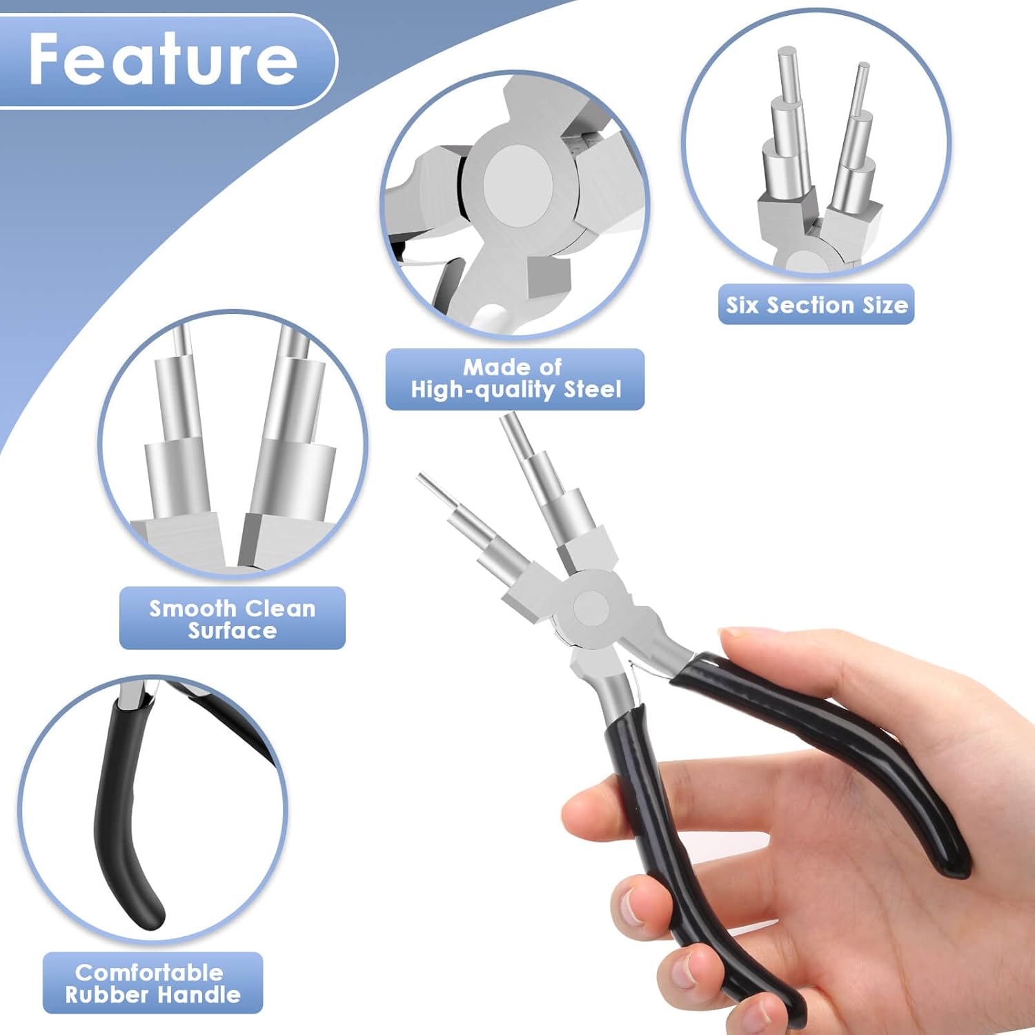 Bail Making Pliers, 6 in 1 Round Nose Pliers for Making Jump Rings, Wire Wrapping, Jewelry Making, Loop Making, Forming Bends - Image 3