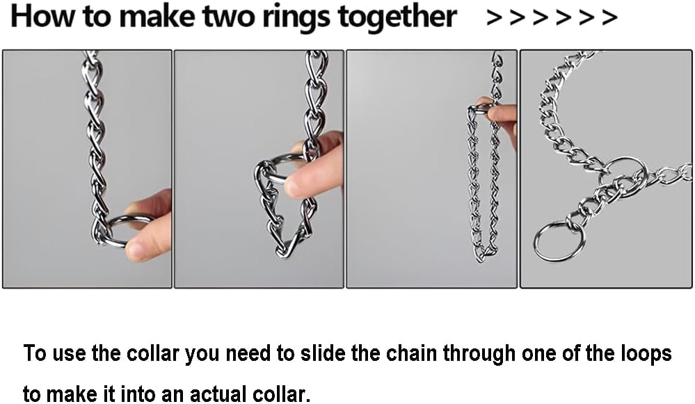 Chain Dog Training Choke Collar, 304 Stainless Steel, Total Length 20 in, 2.5 mm - Image 3