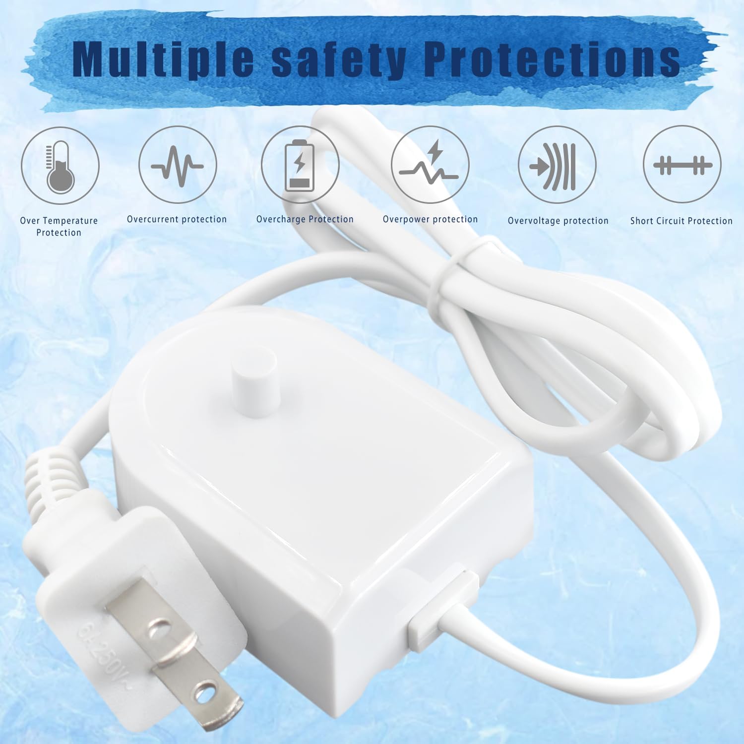 Charger Base Compatible with Philips Sonicare Electric Toothbrush 4100 HX6100, Inductive Travel Charger Fits for Philips Sonicare HX3000 / HX6000 / HX8000 / HX9000 Series Waterproof Power Cord - Image 5