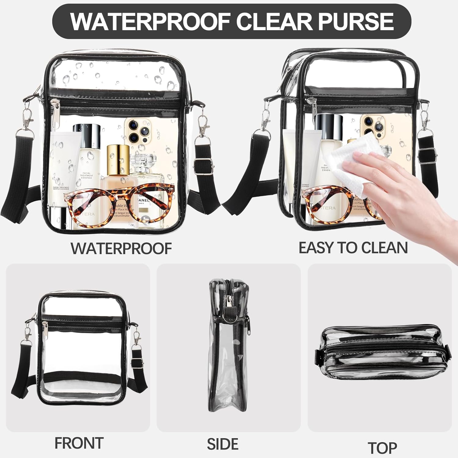 Clear Bag Stadium Approved, Clear Purse Crossbody Bag, Adjustable Shoulder Strap Clear Bags for Concerts - Image 4