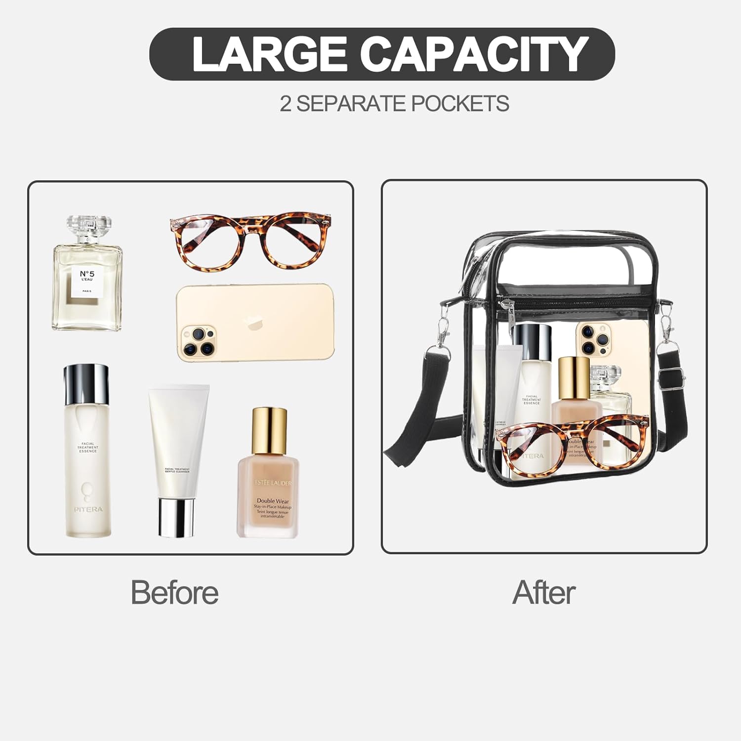 Clear Bag Stadium Approved, Clear Purse Crossbody Bag, Adjustable Shoulder Strap Clear Bags for Concerts - Image 7