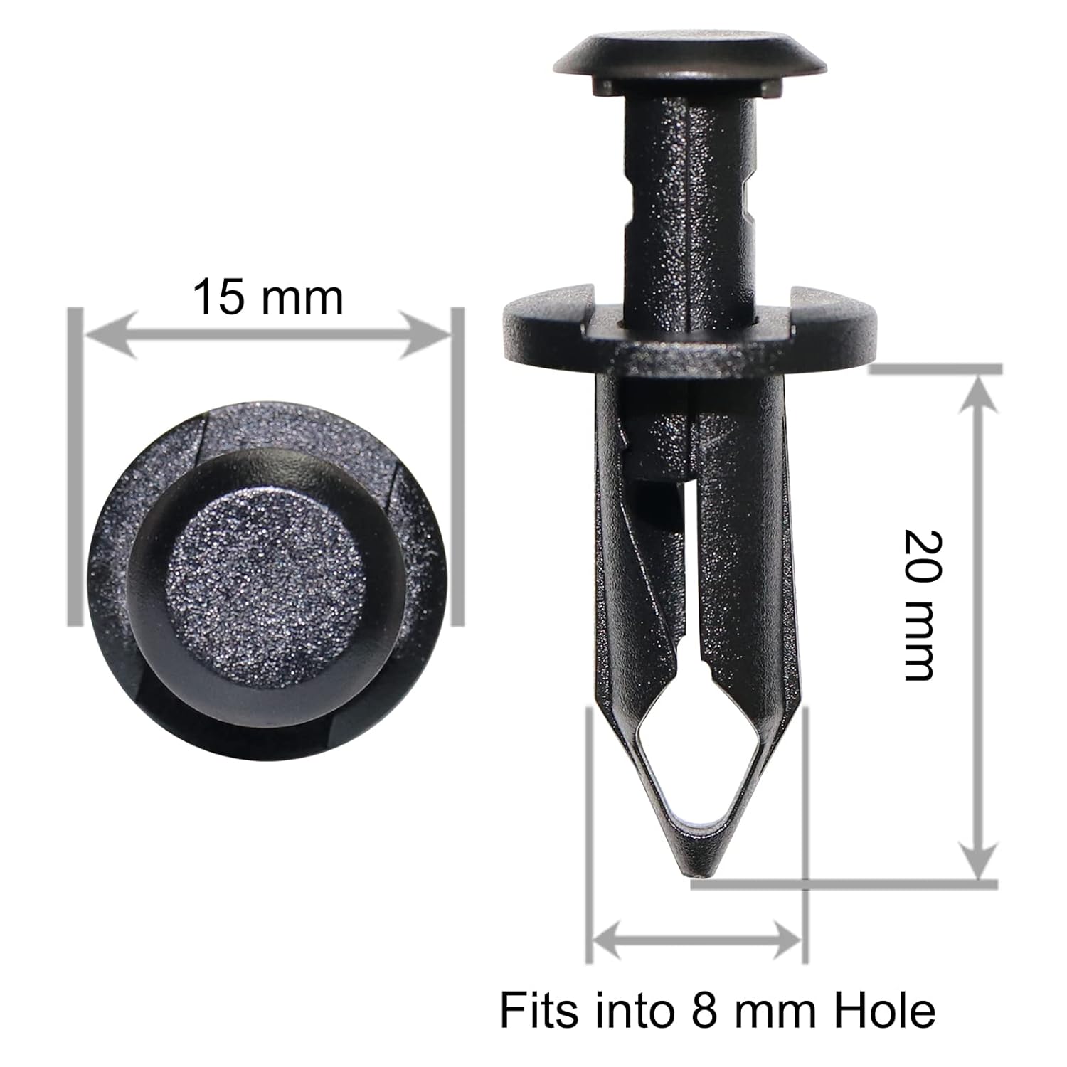 Pack of 100 Replacement for Can Am 293150089 ATV UTV Fit 8mm 5/16 inch Hole Fender Rivet Plastic Clip Push Pin Splash Guard Body Panel Retainer Motorcycle Black Nylon Fastener for Bombardier - Image 2