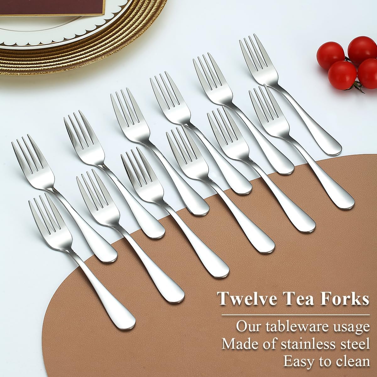 Dessert Forks Set of 12 Pack, Stainless Steel Pastry Fork, Family Appetizer Fork for Fruit, Cake, Cheese, Party Trips, Cafes, Restaurants, Easy to Clean, Dishwasher Safe - Image 3