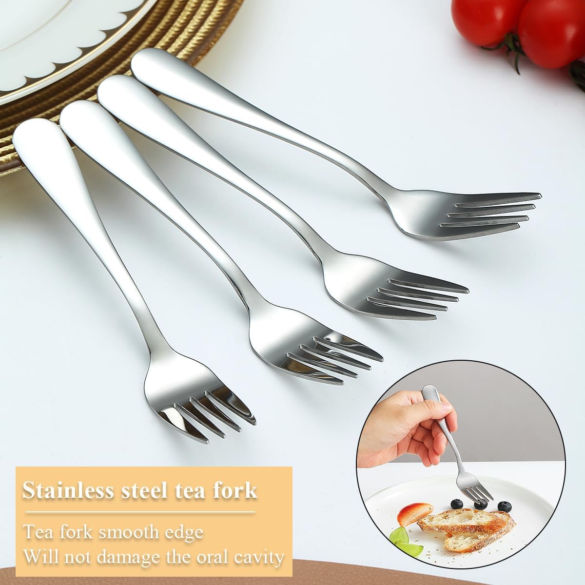 Dessert Forks Set of 12 Pack, Stainless Steel Pastry Fork, Family Appetizer Fork for Fruit, Cake, Cheese, Party Trips, Cafes, Restaurants, Easy to Clean, Dishwasher Safe - Image 7