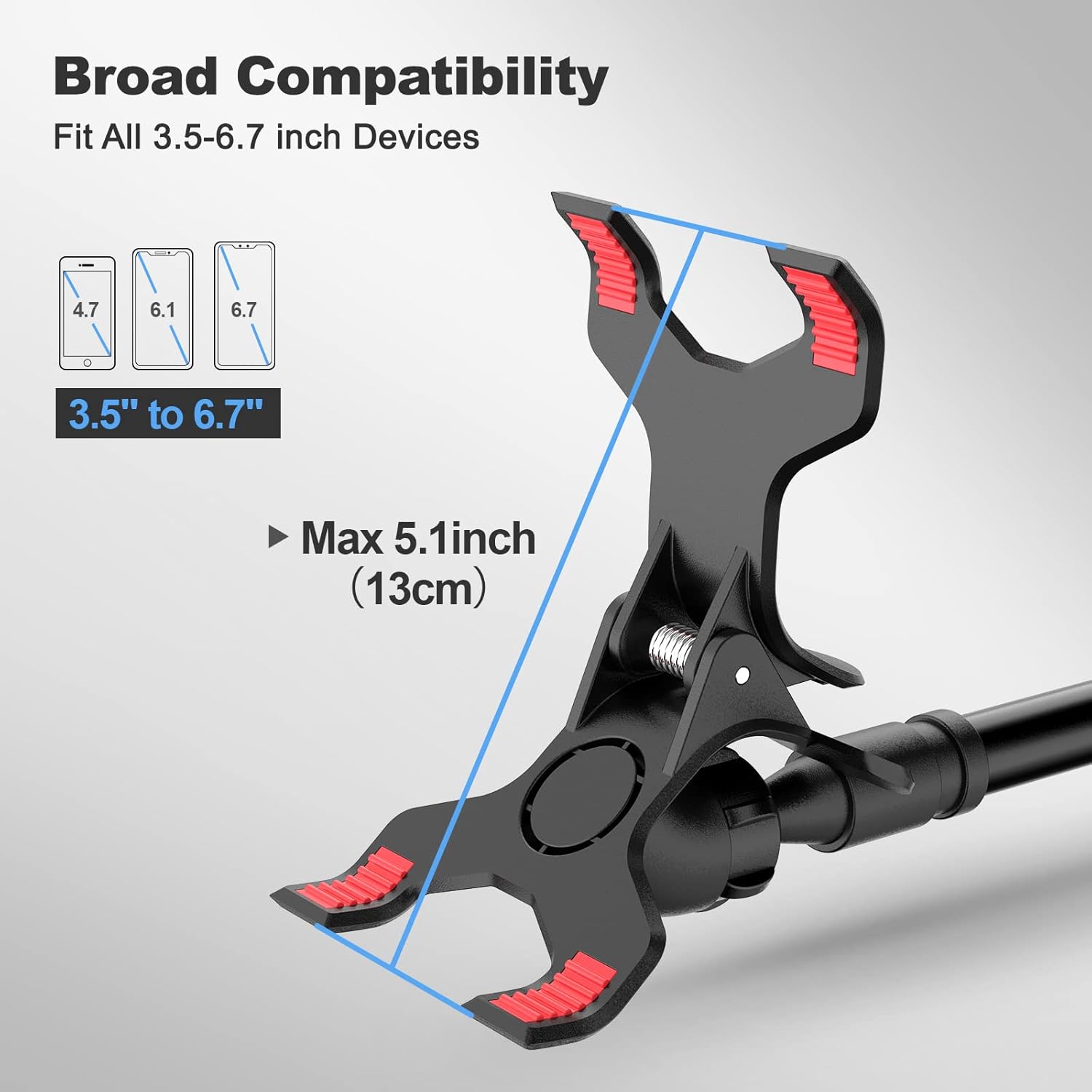 Gooseneck Cell Phone Holder, Universal 360 Flexible Phone Stand Lazy Bracket Mount Long Arms Clamp for Phone 13 Pro Xs Max XR X 8 7 6 6s Plus and Other 3.5~6.7'' Device (Black） - Image 3