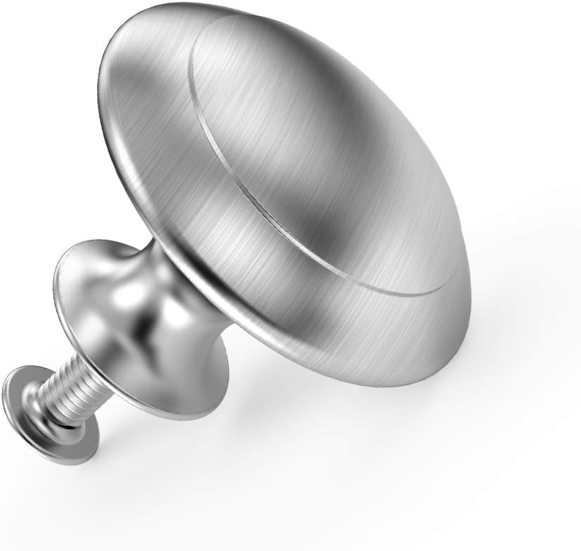 25 Pack Cabinet Hardware Round Knobs Silver Kitchen Mushroom Brushed Nickel Knobs, Cupboard Heavy Knobs, Door Handle Pull for Bathroom Drawer, 1-1/8 inch (29.5mm) (25 Pack) - Image 5
