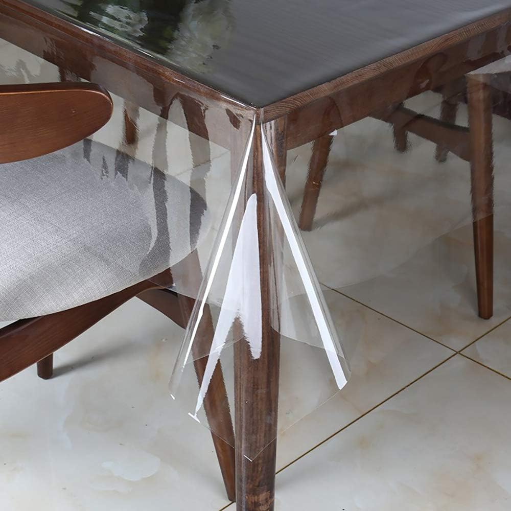 Clear Vinyl Tablecloth Protector Waterproof/Oil-Proof Plastic Rectangle Transparent Sheet Table Cover 54X84 Inch - Image 1