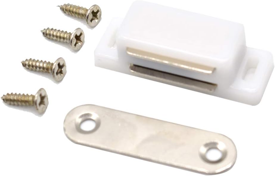 Cabinet Magnet Latch - Best for Cabinet Doors, Cupboards, Drawers and Shutters - Cabinet Magnetic Latch Easy Install - Magnetic Cabinet Catch Screws Included - Set of 12(White) - Image 2