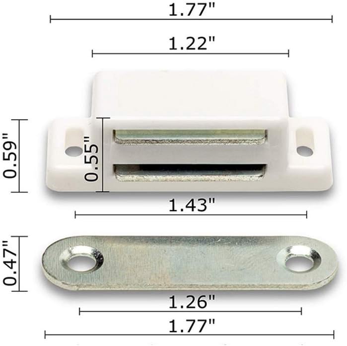 Cabinet Magnet Latch - Best for Cabinet Doors, Cupboards, Drawers and Shutters - Cabinet Magnetic Latch Easy Install - Magnetic Cabinet Catch Screws Included - Set of 12(White) - Image 3