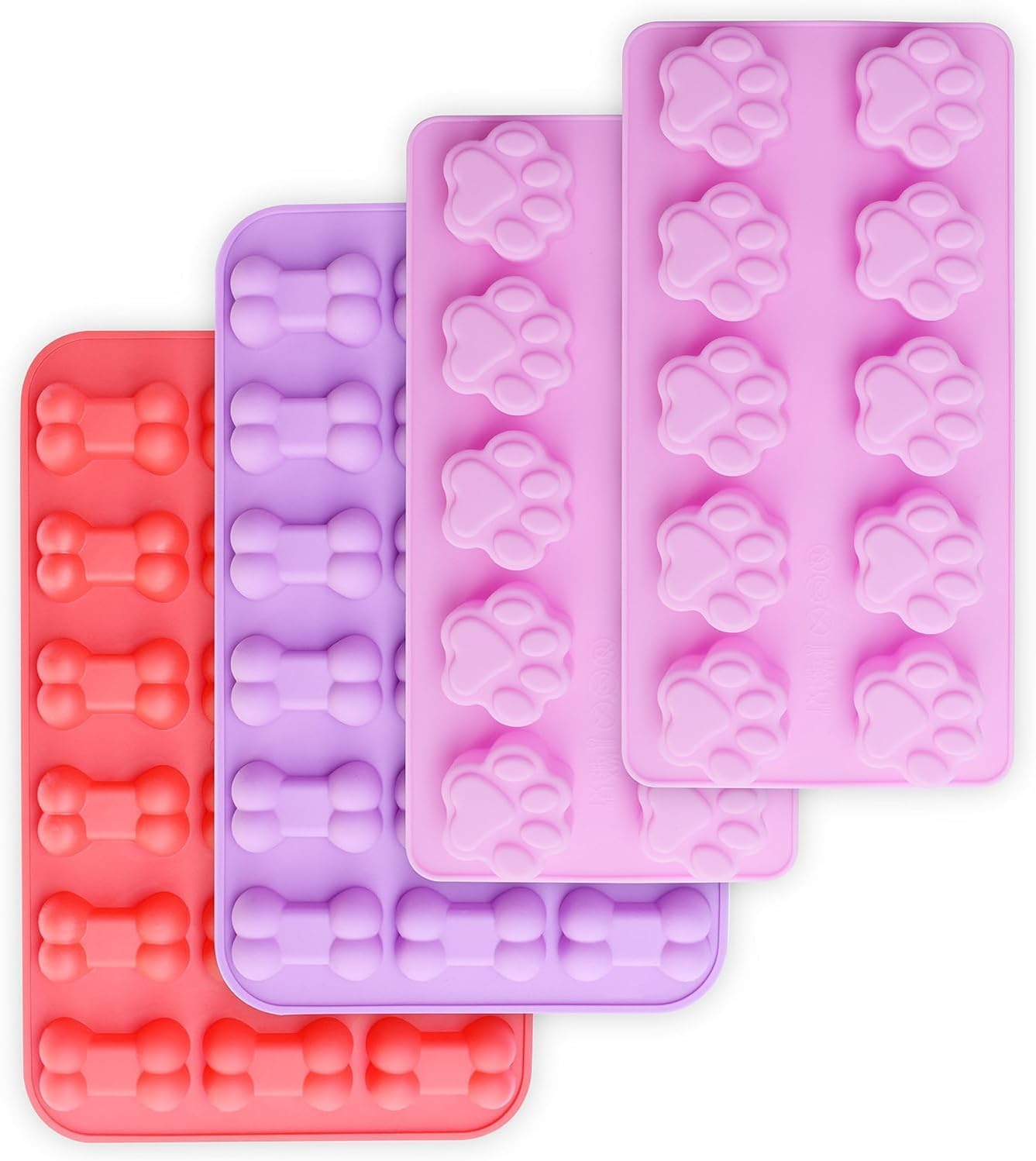 Puppy Dog Paw and Bone Silicone Molds, Non-Stick Food Grade Silicone Molds for Chocolate, Candy, Jelly, Ice Cube, Dog Treats (Puppy Paw Bone Set of 4PCS) - Image 1