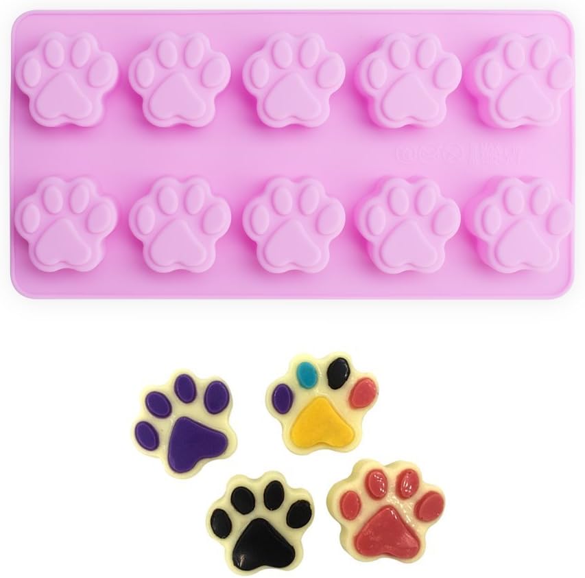 Puppy Dog Paw and Bone Silicone Molds, Non-Stick Food Grade Silicone Molds for Chocolate, Candy, Jelly, Ice Cube, Dog Treats (Puppy Paw Bone Set of 4PCS) - Image 3