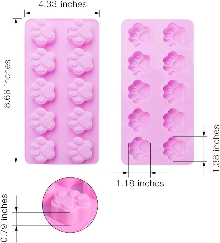 Puppy Dog Paw and Bone Silicone Molds, Non-Stick Food Grade Silicone Molds for Chocolate, Candy, Jelly, Ice Cube, Dog Treats (Puppy Paw Bone Set of 4PCS) - Image 7
