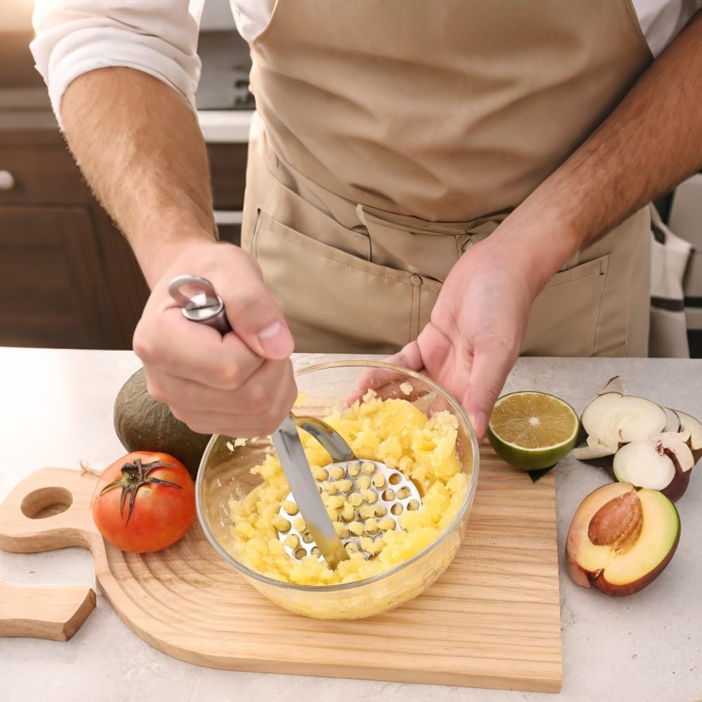 Potato Masher,Professional 18-10 Stainless Steel Potato Masher.Garlic Press,Cooking and Kitchen Gadget - Image 7