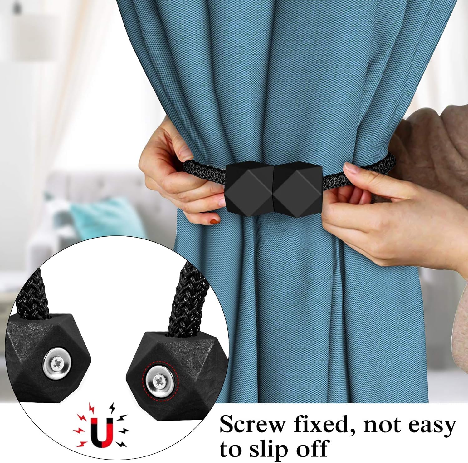 8 PCS Magnetic Curtain Tiebacks, European Style Convenient Drape Tie Backs, Decorative Drape Tie Backs Holdback Holder for Window Draperies, No Tools Required for Christmas Home Holiday Décor - Image 2
