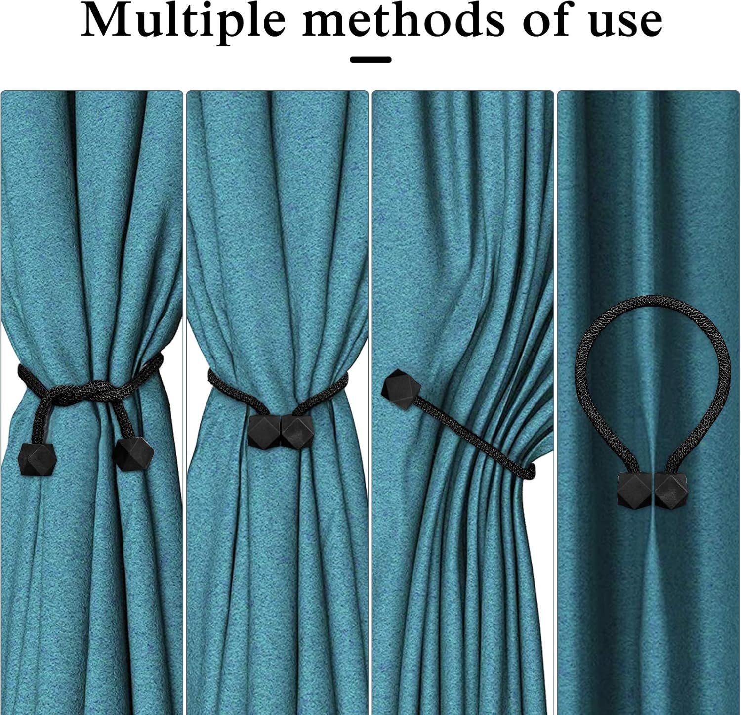 8 PCS Magnetic Curtain Tiebacks, European Style Convenient Drape Tie Backs, Decorative Drape Tie Backs Holdback Holder for Window Draperies, No Tools Required for Christmas Home Holiday Décor - Image 5